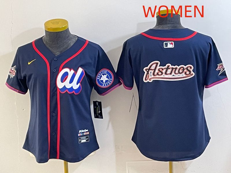 Women 2025 Houston Astros Blank Drak Blue All star Nike MLB Jersey style 07->women mlb jersey->Women Jersey